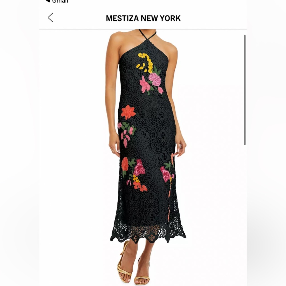 Mestiza Black Floral Midi Dress